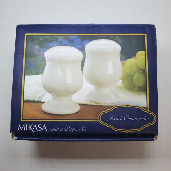 New Mikasa "French Countryside" Salt and Pepper Set White *Missing Plug - Picture 5 of 5